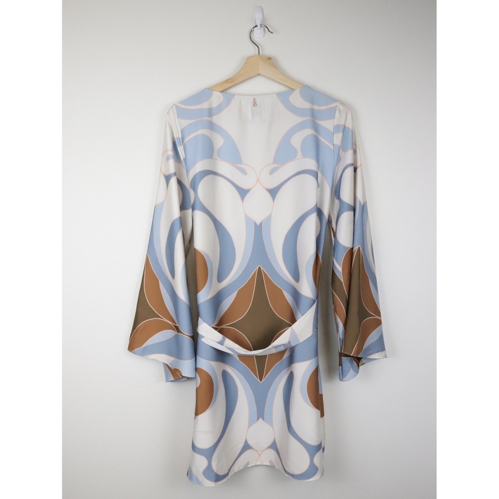 NWT MISA Twiggy Dress The Swans All Over Medium Blue Brown Abstract Print Mini - Picture 3 of 10